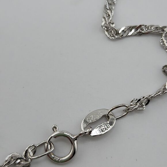 Sterling Silver Plated CZ Heart Pendant, Sterling Silver Chain Necklace 18" - Picture 6 of 7